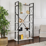 Regale Elysian aus melaminbeschichteten Holz und Metall in Weiß und Schwarz, 90x33,5x180 cm von Hanah Home – Bild 1