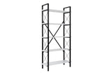 Regale Elysian aus melaminbeschichteten Holz und Metall in Weiß und Schwarz, 90x33,5x180 cm von Hanah Home – Bild 5