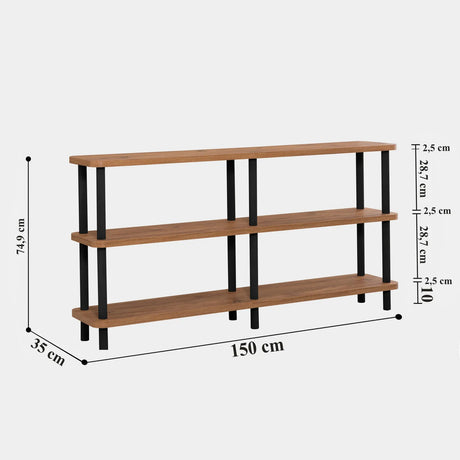 Regale Raca aus melaminbeschichteten Holz und Buche in Schwarz und Atlantik-Kiefer, 150×35×74.9 cm von Hanah Home – Bild 6