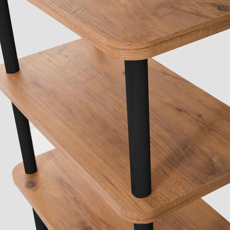Regale Step aus melaminbeschichteten Holz und Buche in Schwarz und Atlantik-Kiefer, 80×28×75 cm von Hanah Home – Bild 2