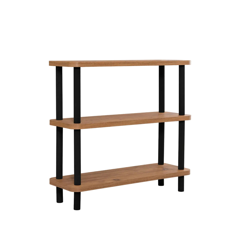 Regale Step aus melaminbeschichteten Holz und Buche in Schwarz und Atlantik-Kiefer, 80×28×75 cm von Hanah Home – Bild 3