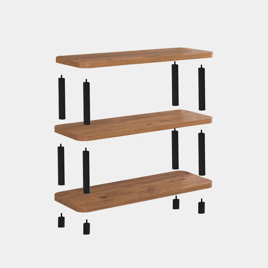 Regale Step aus melaminbeschichteten Holz und Buche in Schwarz und Atlantik-Kiefer, 80×28×75 cm von Hanah Home – Bild 4
