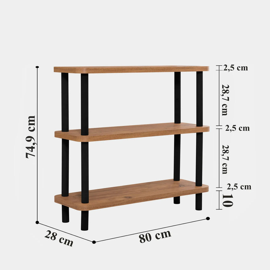 Regale Step aus melaminbeschichteten Holz und Buche in Schwarz und Atlantik-Kiefer, 80×28×75 cm von Hanah Home – Bild 6