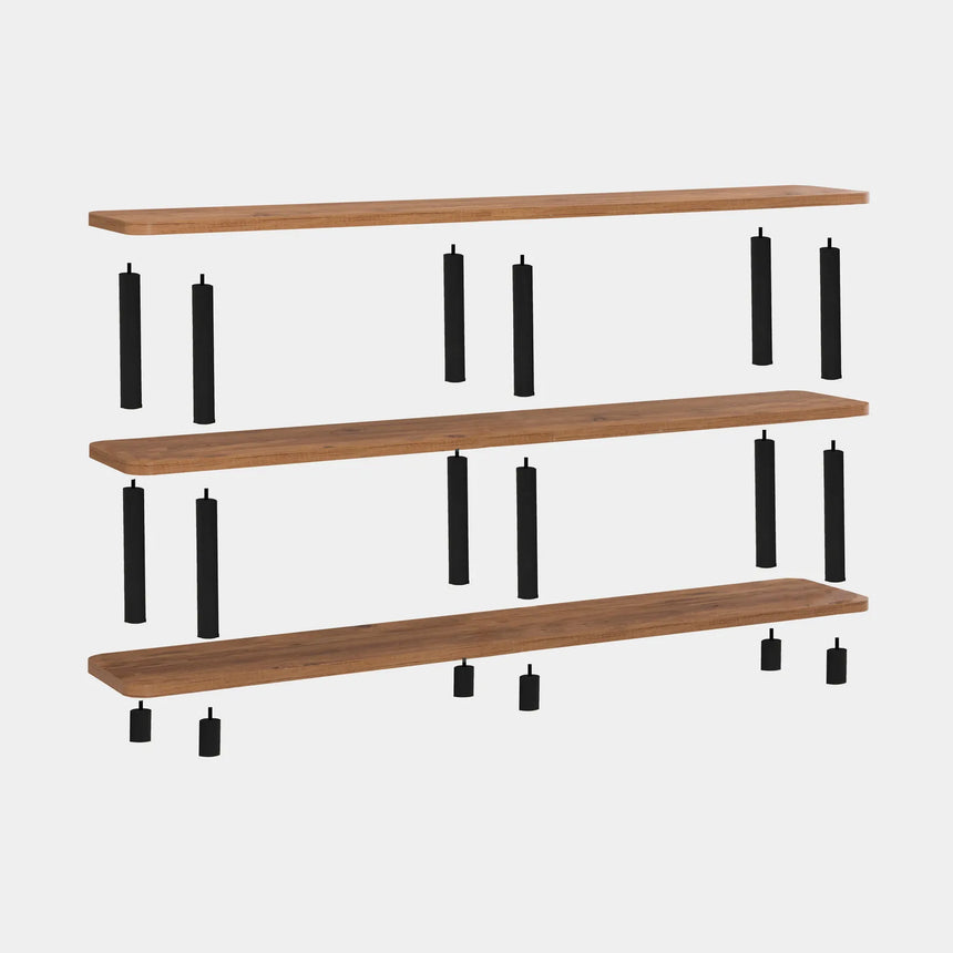 Regale Zen aus melaminbeschichteten Holz und Buche in Schwarz und Atlantik-Kiefer, 180×35×74 cm von Hanah Home – Bild 4