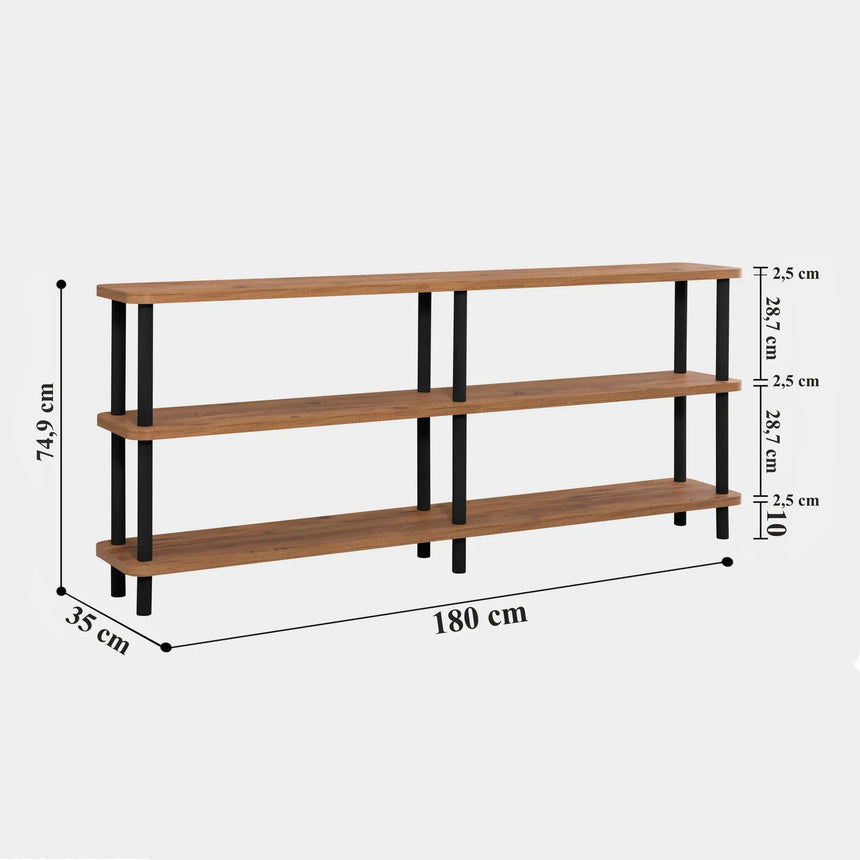 Regale Zen aus melaminbeschichteten Holz und Buche in Schwarz und Atlantik-Kiefer, 180×35×74 cm von Hanah Home – Bild 6
