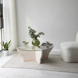 Runder Couchtisch Amphora aus Kiefernholz und gehärtetem Glas 92Ø von Hanah Home – Bild 1