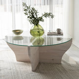 Runder Couchtisch Amphora aus Kiefernholz und gehärtetem Glas 92Ø von Hanah Home – Bild 3