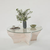 Runder Couchtisch Amphora aus Kiefernholz und gehärtetem Glas 92Ø von Hanah Home – Bild 5