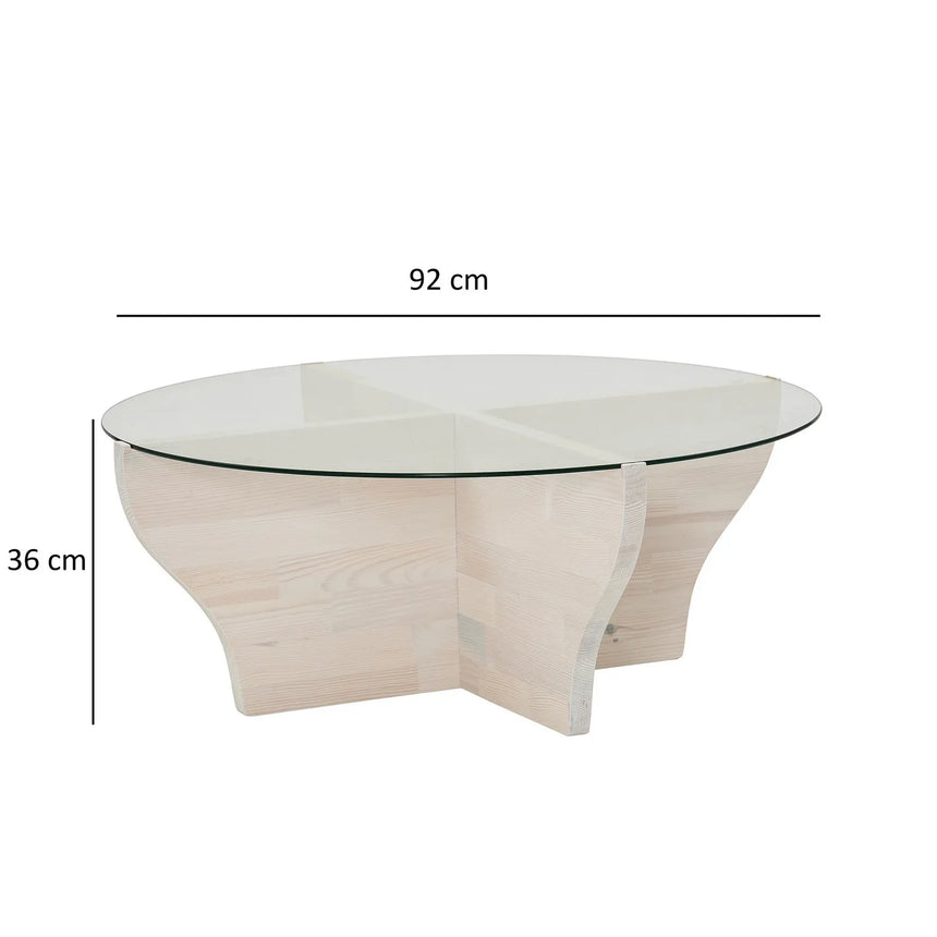 Runder Couchtisch Amphora aus Kiefernholz und gehärtetem Glas 92Ø von Hanah Home – Bild 7