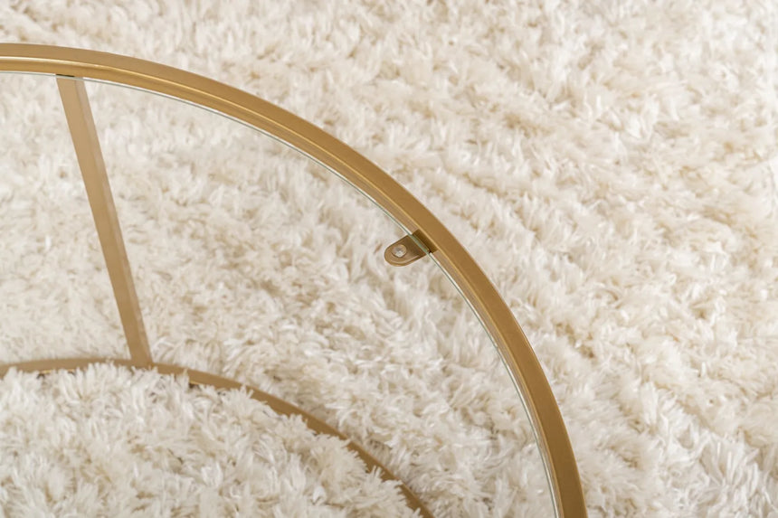 Runder Couchtisch Aurum aus gehärtetem Glas und Metall 80Ø von Hanah Home – Bild 4