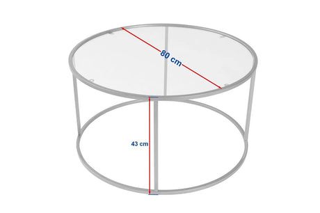Runder Couchtisch Aurum aus gehärtetem Glas und Metall in Schwarz und Grau 80Ø von Hanah Home – Bild 6
