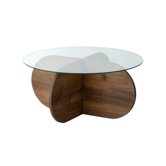 Runder Couchtisch Bubble aus massivem Kiefernholz und gehärtetem Glas 75Ø von Hanah Home – Bild 5