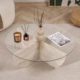 Runder Couchtisch Liya aus Glas und melaminbeschichteter Spanplatte 90Ø von Hanah Home – Bild 4