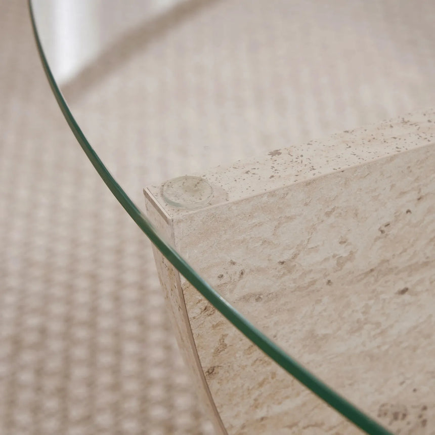 Runder Couchtisch Liya aus Glas und melaminbeschichteter Spanplatte 90Ø von Hanah Home – Bild 6