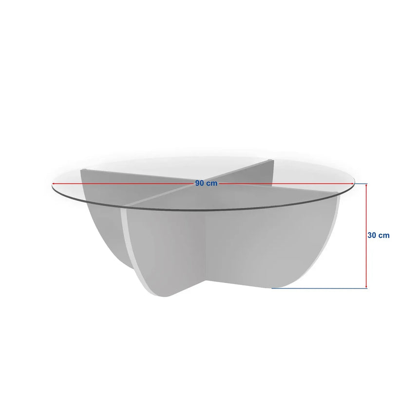 Runder Couchtisch Liya aus Glas und Holz 90Ø - ZEN ZONE Furniture