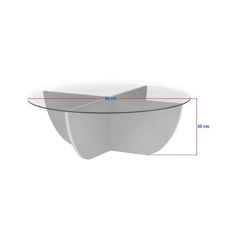Runder Couchtisch Liya aus Glas und Holz 90Ø - ZEN ZONE Furniture