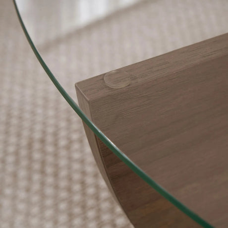 Runder Couchtisch Liya aus Glas und melaminbeschichteter Spanplatte in Walnuss 90Ø von Hanah Home – Bild 6