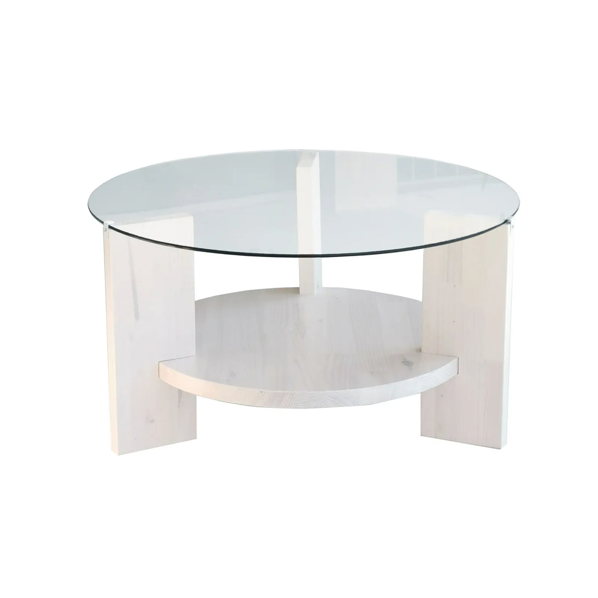 Runder Couchtisch Mahal aus massivem Kieferholz und gehärtetem Glas, 75×75×40 cm von Hanah Home – Bild 6