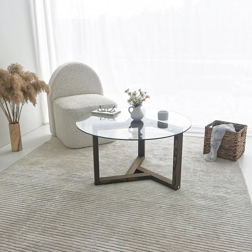 Runder Couchtisch Miro aus gehärtetem Glas und Kiefer 75Ø von Hanah Home – Bild 2