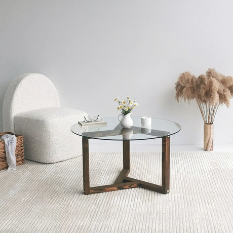Runder Couchtisch Miro aus gehärtetem Glas und Kiefer 75Ø von Hanah Home – Bild 4