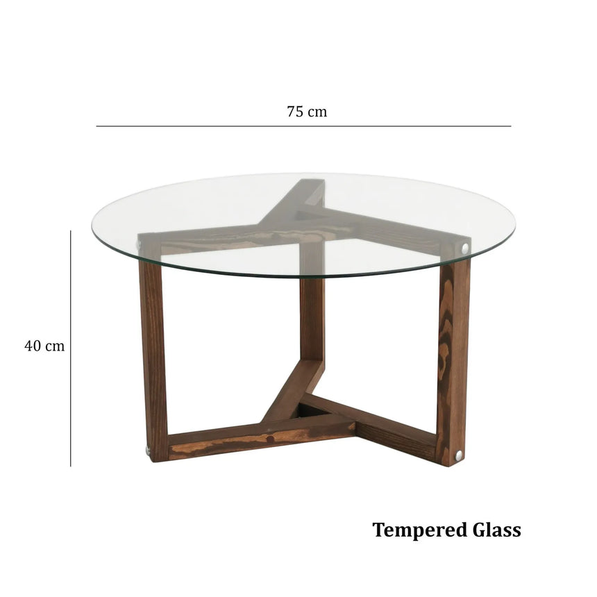 Runder Couchtisch Miro aus gehärtetem Glas und Kiefer 75Ø von Hanah Home – Bild 9