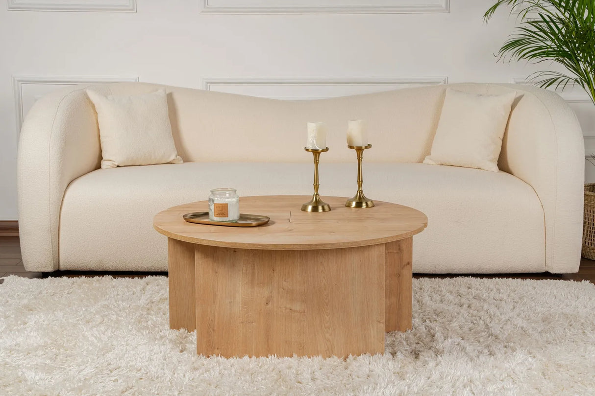 Runder Couchtisch Moira aus Holz in Eiche 90Ø von Hanah Home – Bild 4