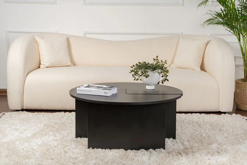 Runder Couchtisch Moira aus Holz in Holzschwarz 90Ø von Hanah Home – Bild 4