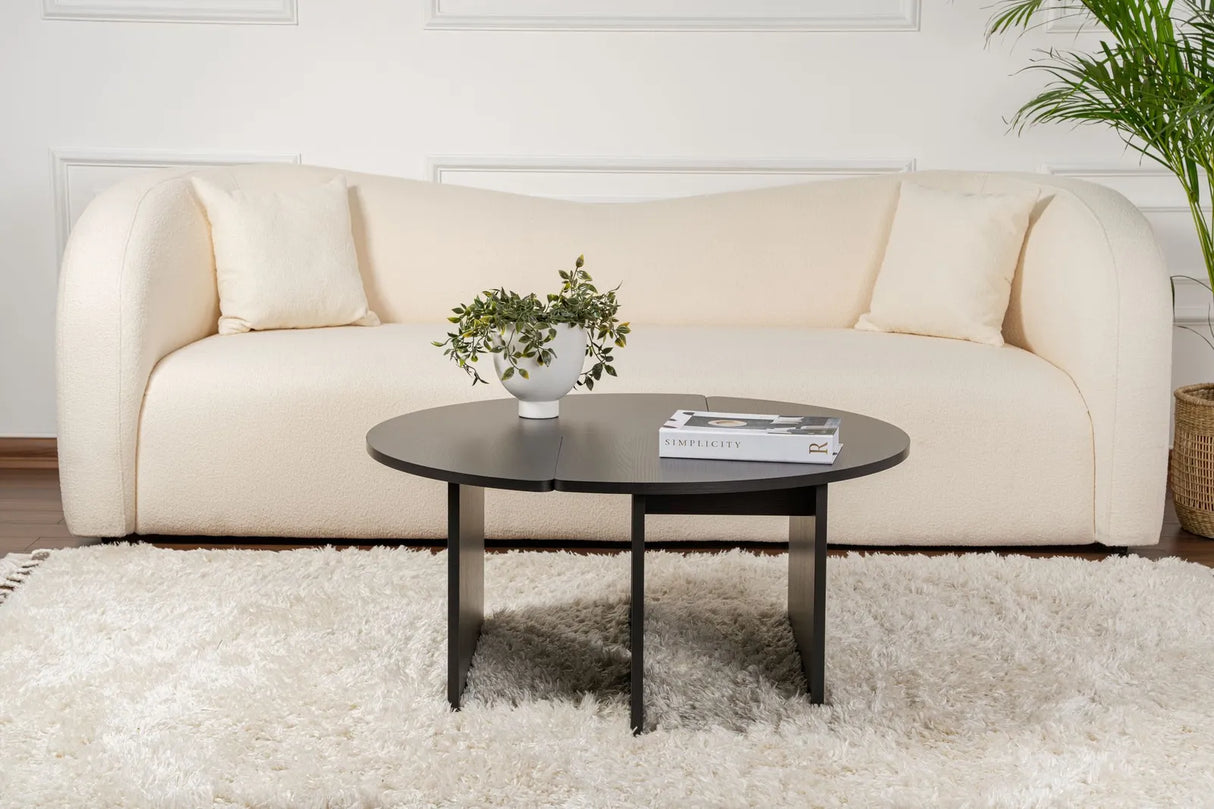 Runder Couchtisch Moira aus Holz in Holzschwarz 90Ø von Hanah Home – Bild 5