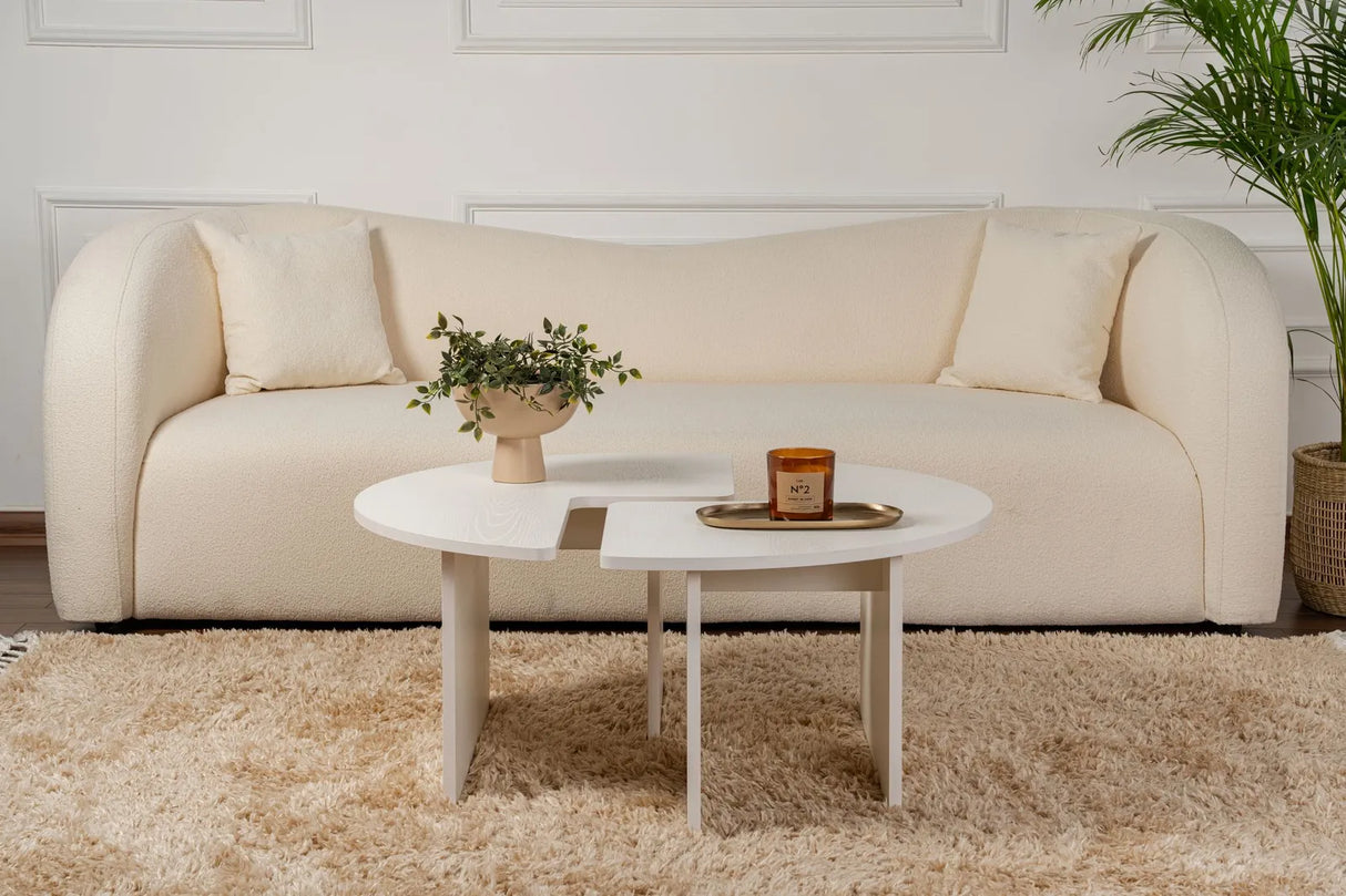 Runder Couchtisch Moira aus Holz in Holzweiß 90Ø von Hanah Home – Bild 2