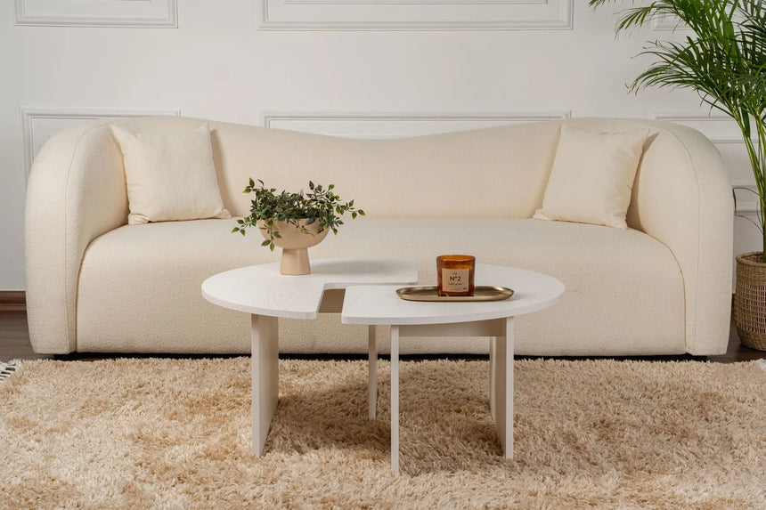 Runder Couchtisch Moira aus Holz in Holzweiß 90Ø von Hanah Home – Bild 2