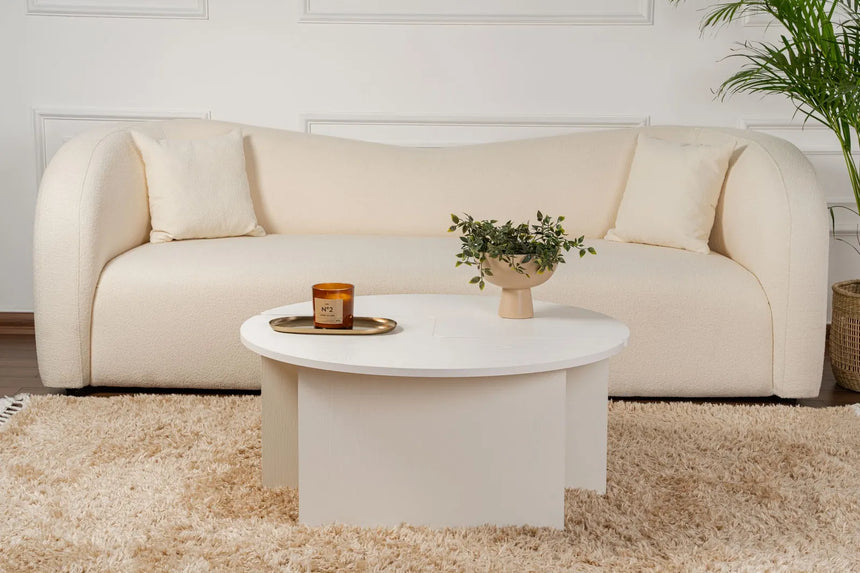 Runder Couchtisch Moira aus Holz in Holzweiß 90Ø von Hanah Home – Bild 4