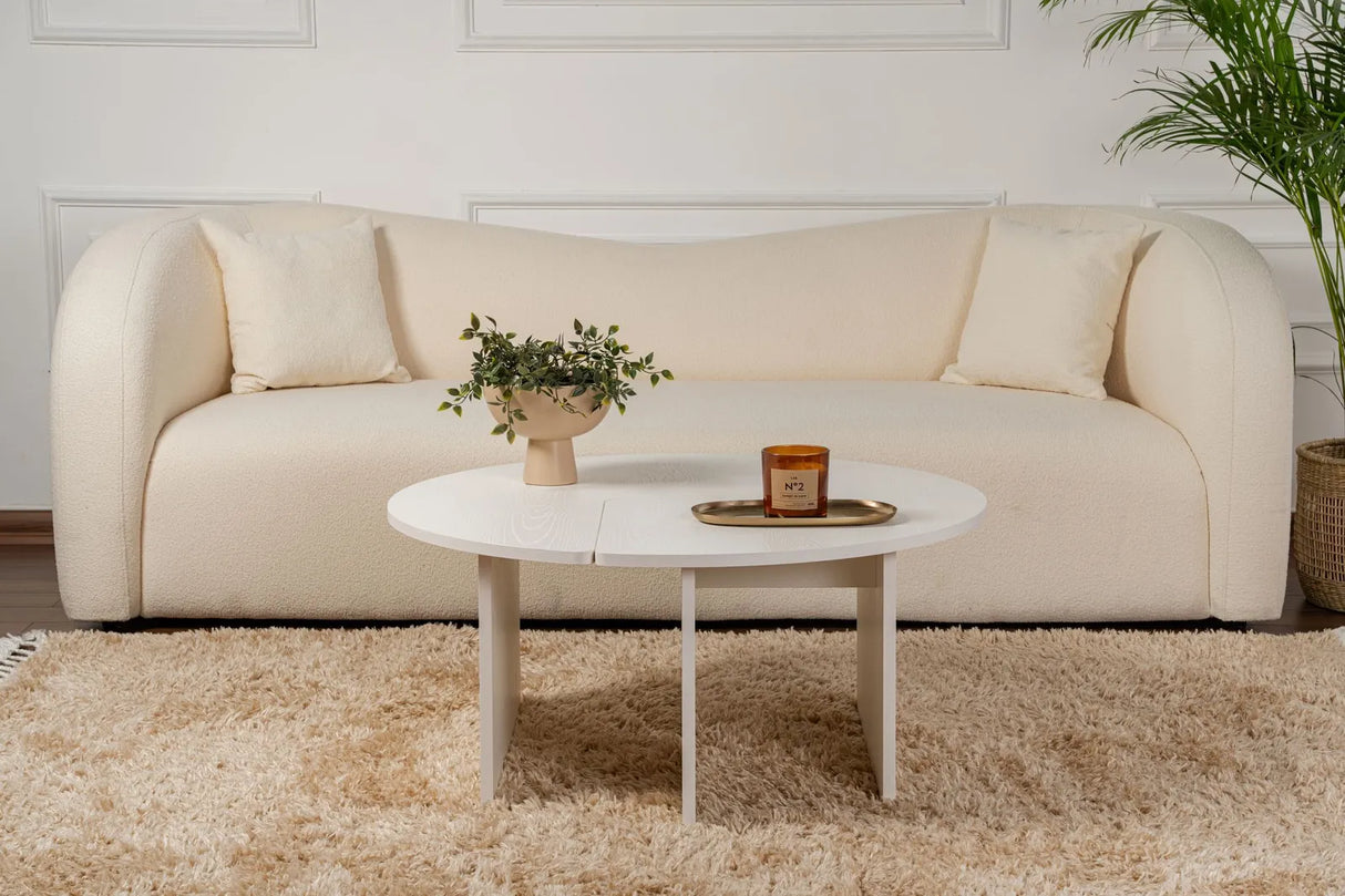 Runder Couchtisch Moira aus Holz in Holzweiß 90Ø von Hanah Home – Bild 5