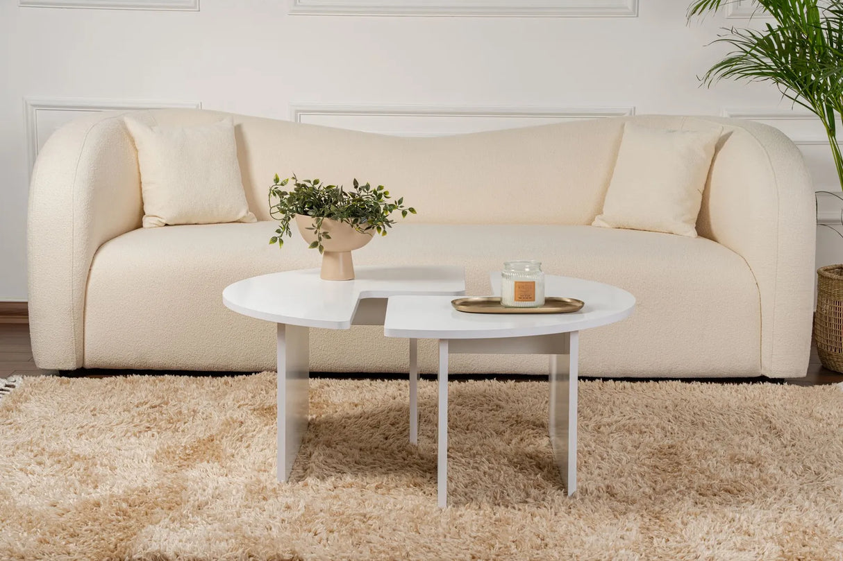 Runder Couchtisch Moira aus Holz in Naturweiß 90Ø von Hanah Home – Bild 2