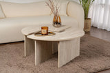 Runder Couchtisch Moira aus Holz in Travertin 90Ø von Hanah Home – Bild 1