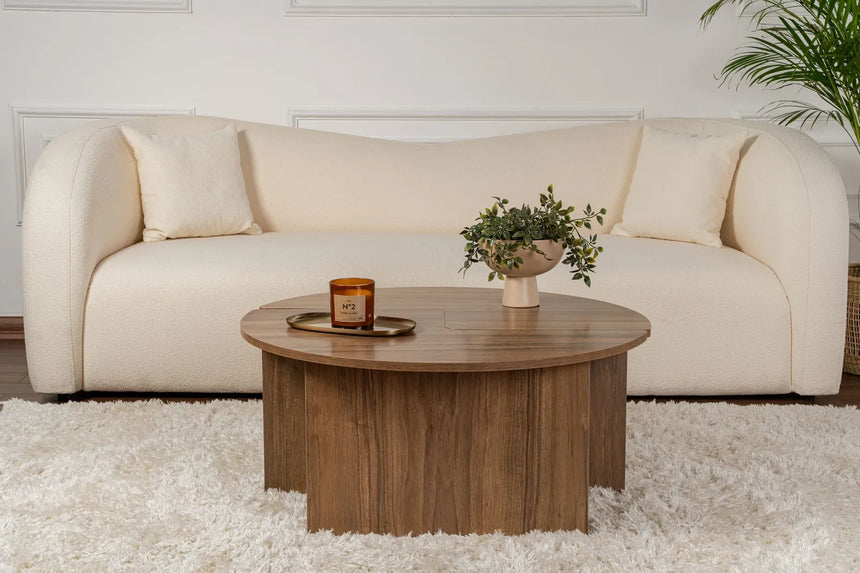 Runder Couchtisch Moira aus Holz in Walnuss 90Ø von Hanah Home – Bild 4