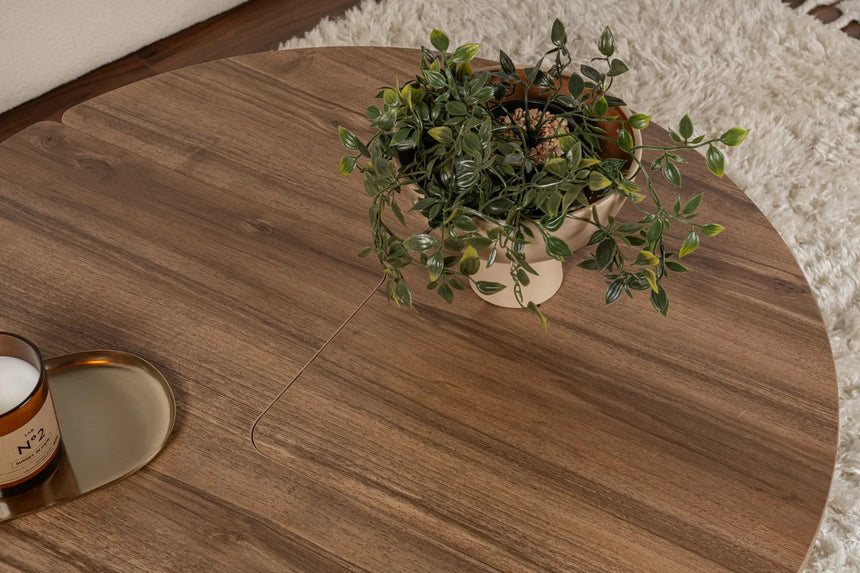 Runder Couchtisch Moira aus Holz in Walnuss 90Ø von Hanah Home – Bild 6