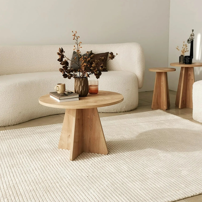 Runder Couchtisch Mushroom aus melaminbeschichteten Holz, 60×60×40 cm von Hanah Home – Bild 3