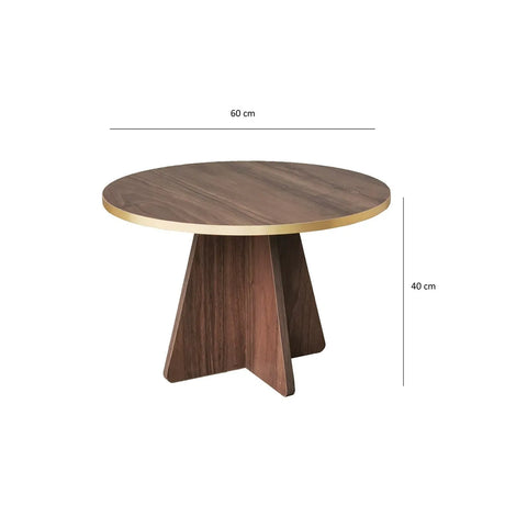 Runder Couchtisch Mushroom aus melaminbeschichteten Holz in Gold und Walnuss, 60×60×40 cm von Hanah Home – Bild 7