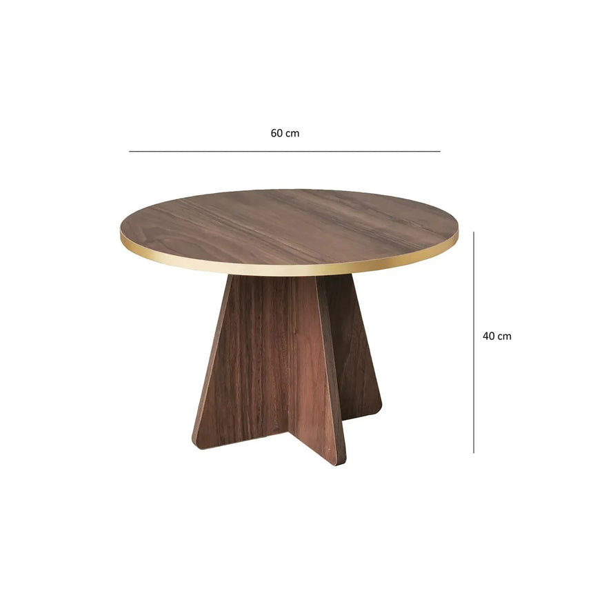 Runder Couchtisch Mushroom aus melaminbeschichteten Holz in Gold und Walnuss, 60×60×40 cm von Hanah Home – Bild 7