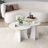 Runder Couchtisch Mushroom aus melaminbeschichteten Holz in Gold und Weiß, 60×60×40cm von Hanah Home – Bild 4