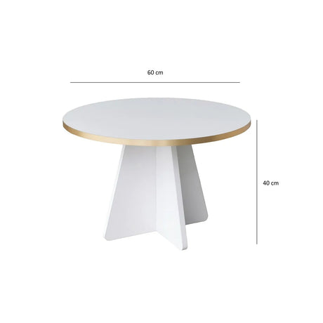 Runder Couchtisch Mushroom aus melaminbeschichteten Holz in Gold und Weiß, 60×60×40cm von Hanah Home – Bild 6