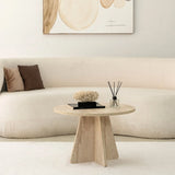 Runder Couchtisch Mushroom aus melaminbeschichteten Holz in Travertin, 60×60×40 cm von Hanah Home – Bild 1