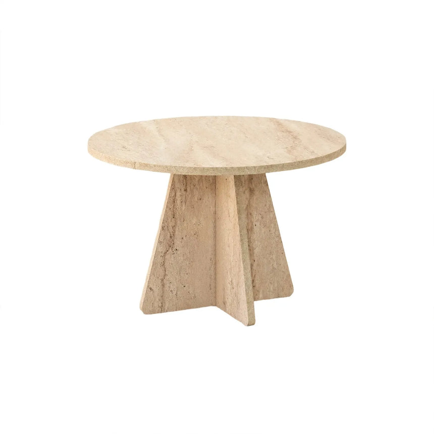 Runder Couchtisch Mushroom aus melaminbeschichteten Holz in Travertin, 60×60×40 cm von Hanah Home – Bild 6