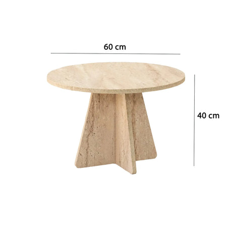 Runder Couchtisch Mushroom aus melaminbeschichteten Holz in Travertin, 60×60×40 cm von Hanah Home – Bild 7