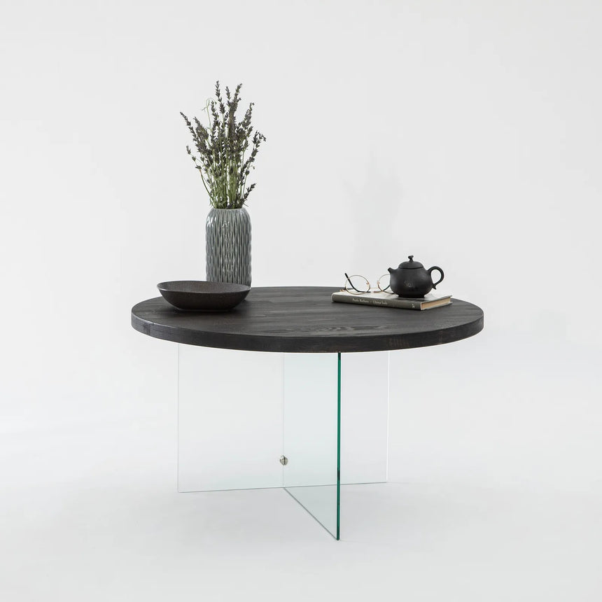 Runder Couchtisch Serenity aus Holz und gehärtetem Glas 70Ø von Hanah Home – Bild 1
