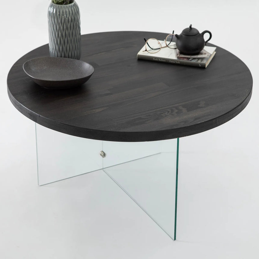 Runder Couchtisch Serenity aus Holz und gehärtetem Glas 70Ø von Hanah Home – Bild 4