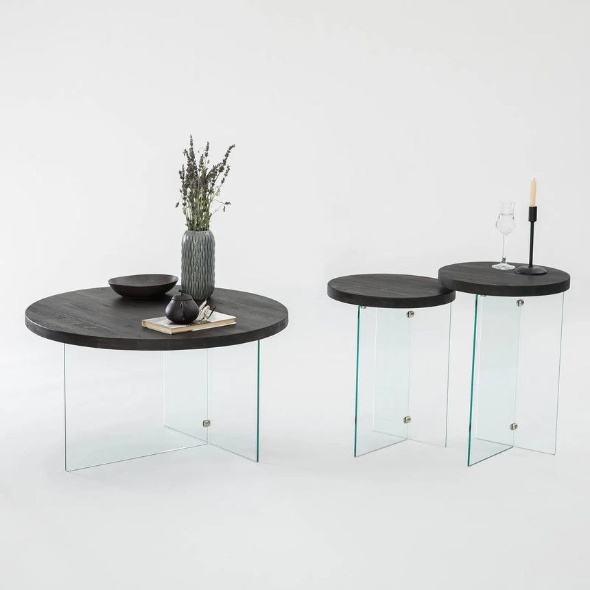 Runder Couchtisch Serenity aus Holz und gehärtetem Glas 70Ø von Hanah Home – Bild 7