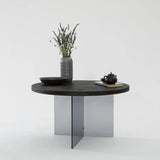 Runder Couchtisch Serenity aus Holz und gehärtetem Glas in Anthrazit und Dunkelgrau 70Ø von Hanah Home – Bild 1