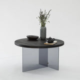 Runder Couchtisch Serenity aus Holz und gehärtetem Glas in Anthrazit und Dunkelgrau 70Ø von Hanah Home – Bild 2
