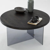 Runder Couchtisch Serenity aus Holz und gehärtetem Glas in Anthrazit und Dunkelgrau 70Ø von Hanah Home – Bild 3